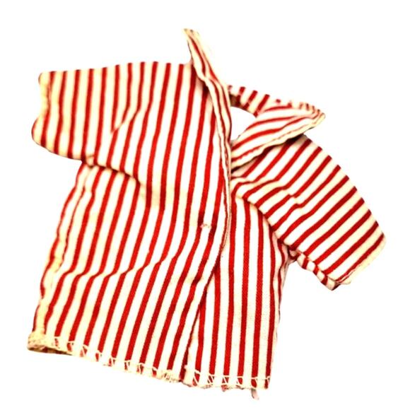 1960's Vintage Ideal Toy Tammy's Dad's Red & White Striped Button Up Shirt - Picture 1 of 4
